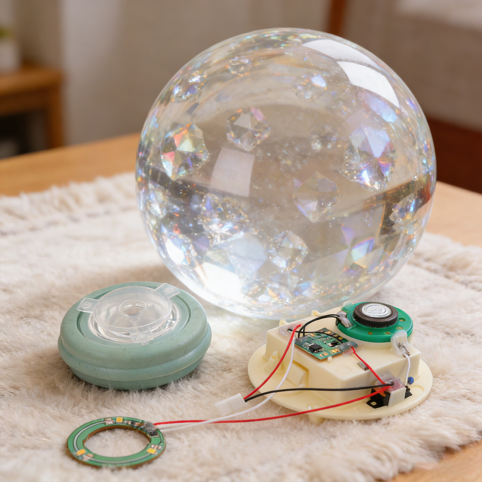 Snow Globe Musical - 音楽と光付きスノードームキット DIY バッテリーボックスストッパー 100mm 透明ドーム スノードーム