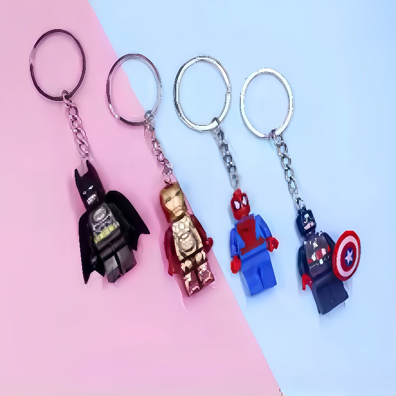 Lego Set Technic - アベンジャーズ スパイダーマン アイアンマン アニメキャラクター 組み立てブロック キーホルダー