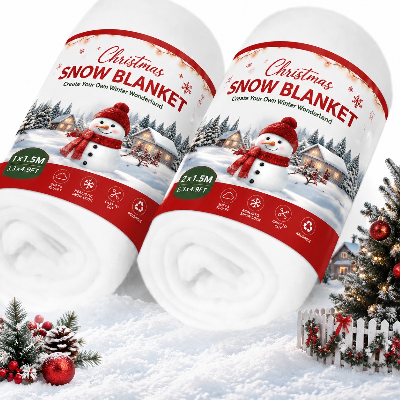 Christmas Throw Blanket - 人工雪カーペット フェイクスノーブランケット クリスマスツリーベースカバー ヴィレッジホリデー 冬の装飾 クリスマススノーロール