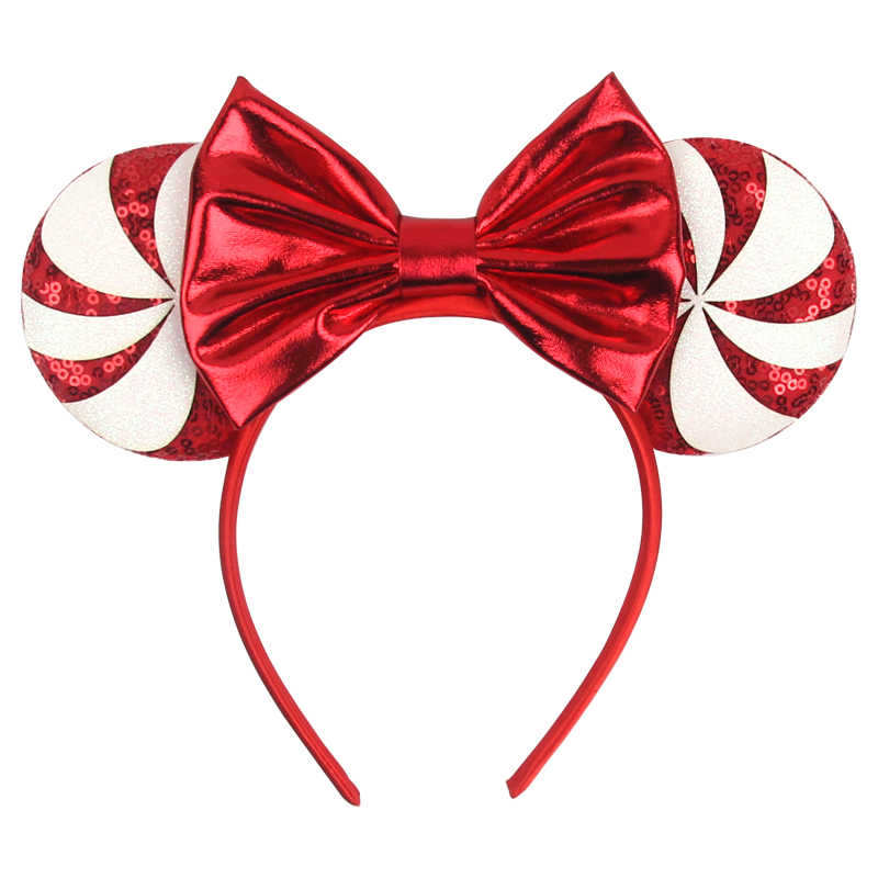 Ribbon Bow Gift - 2026 ミッキーマウス耳ヘッドバンドクリスマススノーフレークフェスティバルスパンコールボウヘアバンド女性ガールズパーティーヘアアクセサリーギフト