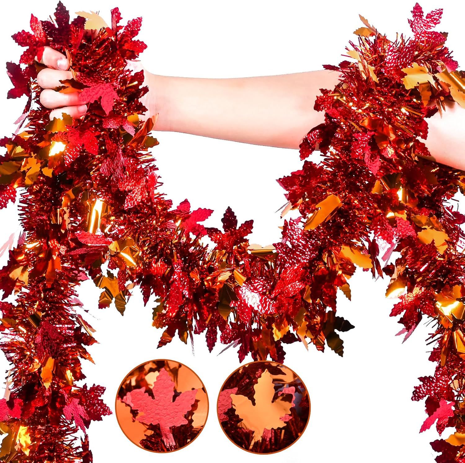 Tinsel Garland Decoration - 感謝祭の秋の飾り紐ガーランド、暖炉、ドア、庭、ホームパーティーの秋の装飾品、収穫飾り