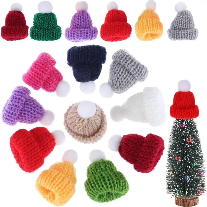 Santa Hat Plush - ミニニットのクリスマス帽子,10/20ピース,手作りの帽子,工芸品,クリスマスの飾り,工芸品のアクセサリー