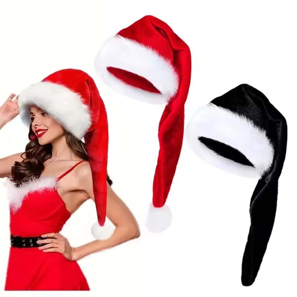 ロングプラッシュクリスマスハット ベルベット製 ふわふわロン - Santa Hat Plush のレビューと価格