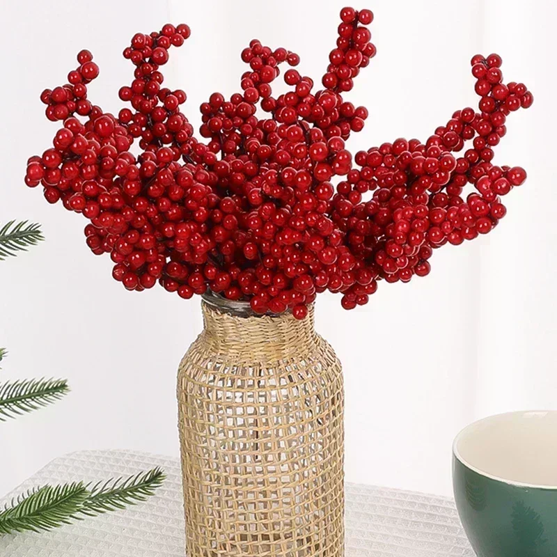 クリスマス人工赤いベリーの枝、偽物の植物、花、ヒイラギの実、 - Christmas Tree Artificial のレビューと価格