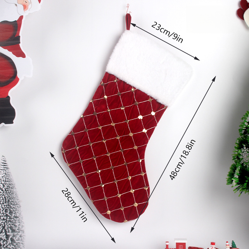 クリスマスストッキング ソフトフェイクファー チェック柄 暖 - Christmas Stocking Hanging のレビューと価格