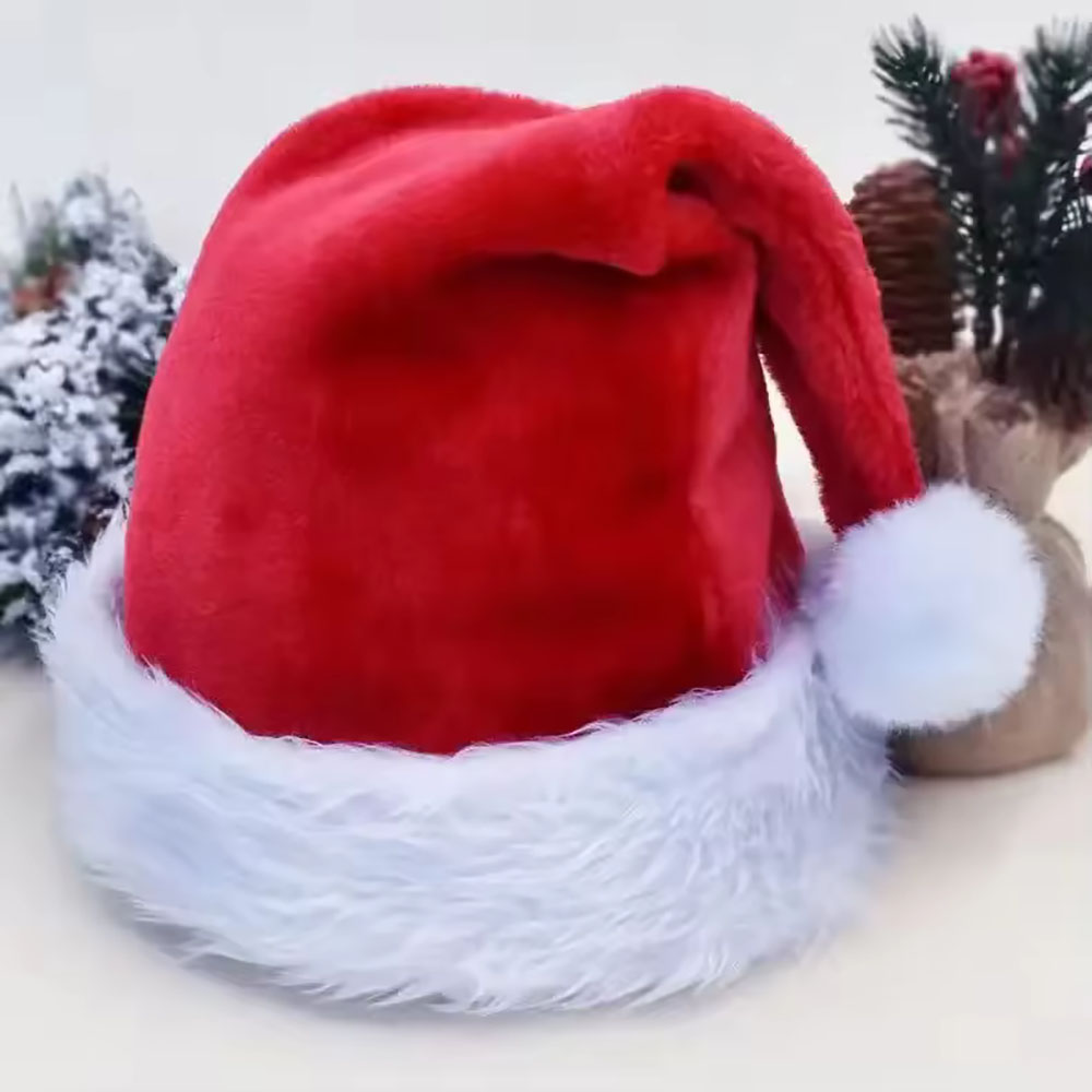 新しいクリスマスハット 大人 子供用 ボール付き プラッシュ - Santa Hat Plush のレビューと価格