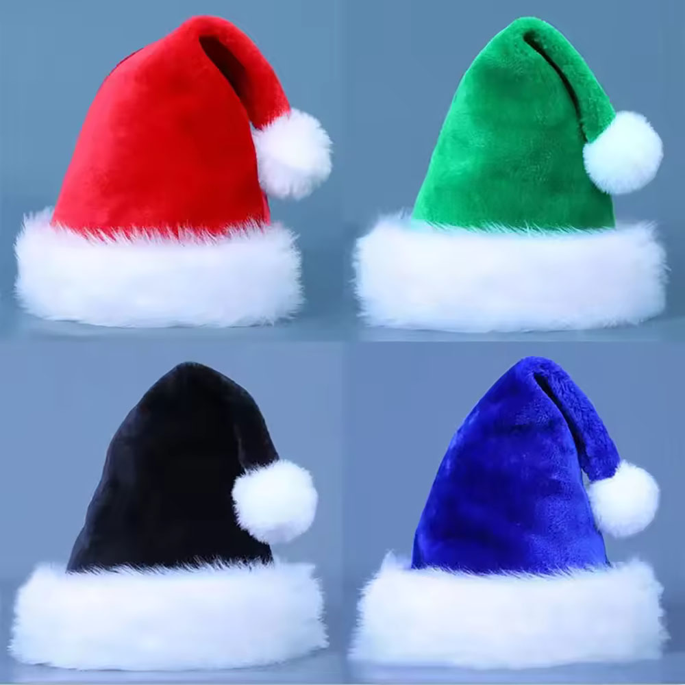 新しいクリスマスハット 大人 子供用 ボール付き プラッシュ - Santa Hat Plush のレビューと価格