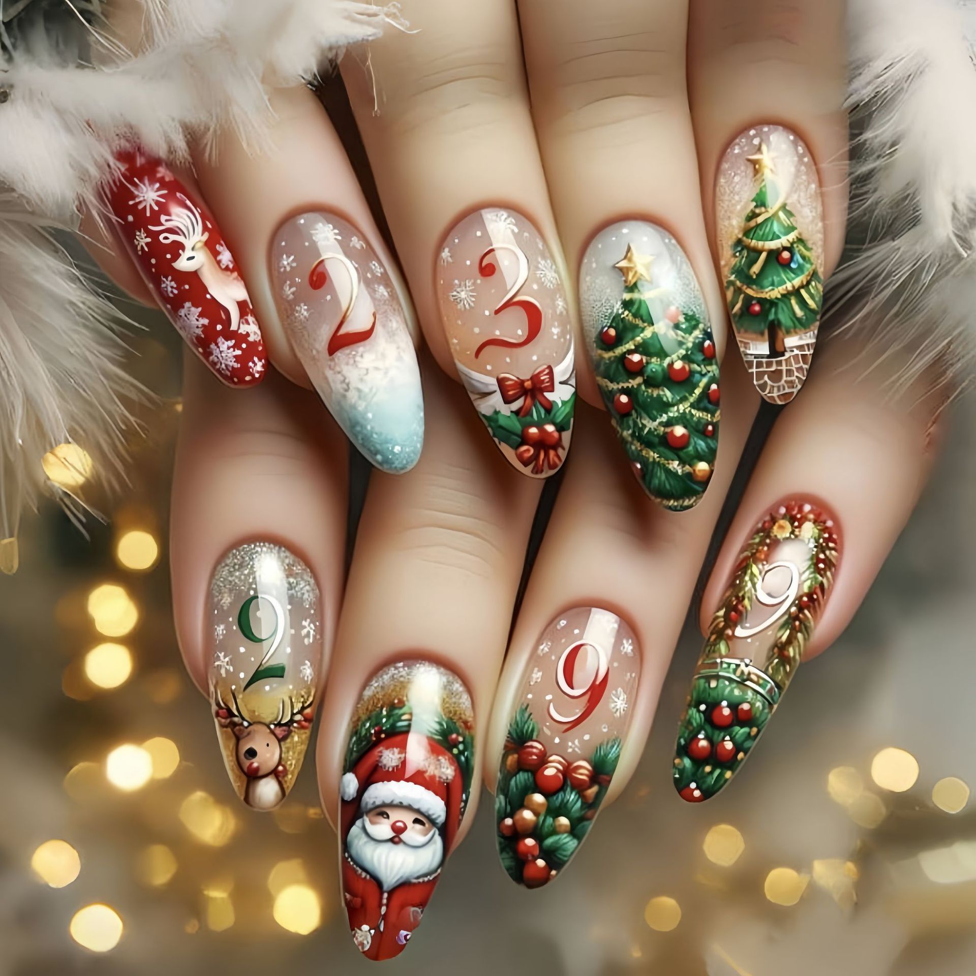 クリスマスパーティー用ミディアムフェイクネイル 雪の結晶 ク - Christmas Tree Artificial のレビューと価格