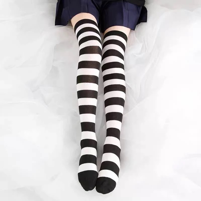 かわいいピンクブルーロリータストライプストッキング女性のため - Christmas Stocking Hanging のレビューと価格