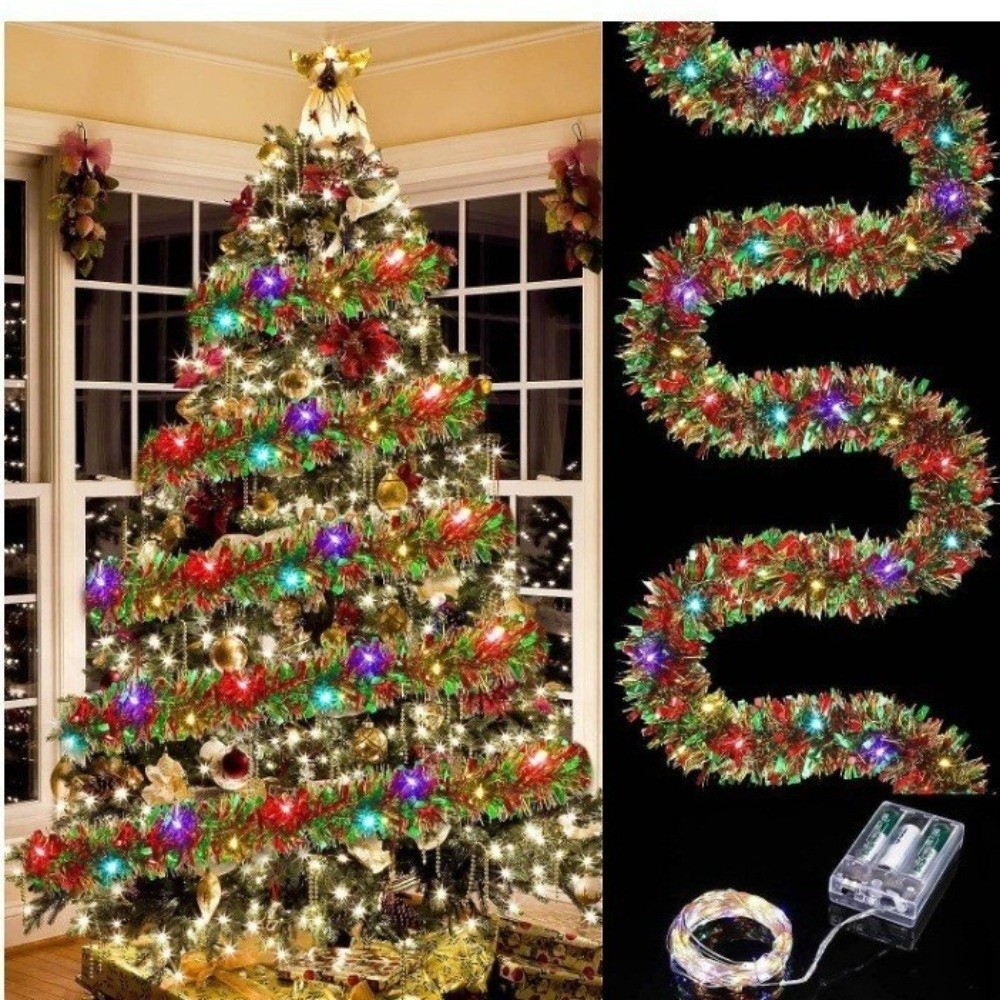 5M クリスマスティンセルガーランドデコレーション 屋内/屋 - Tinsel Garland Decoration のレビューと価格