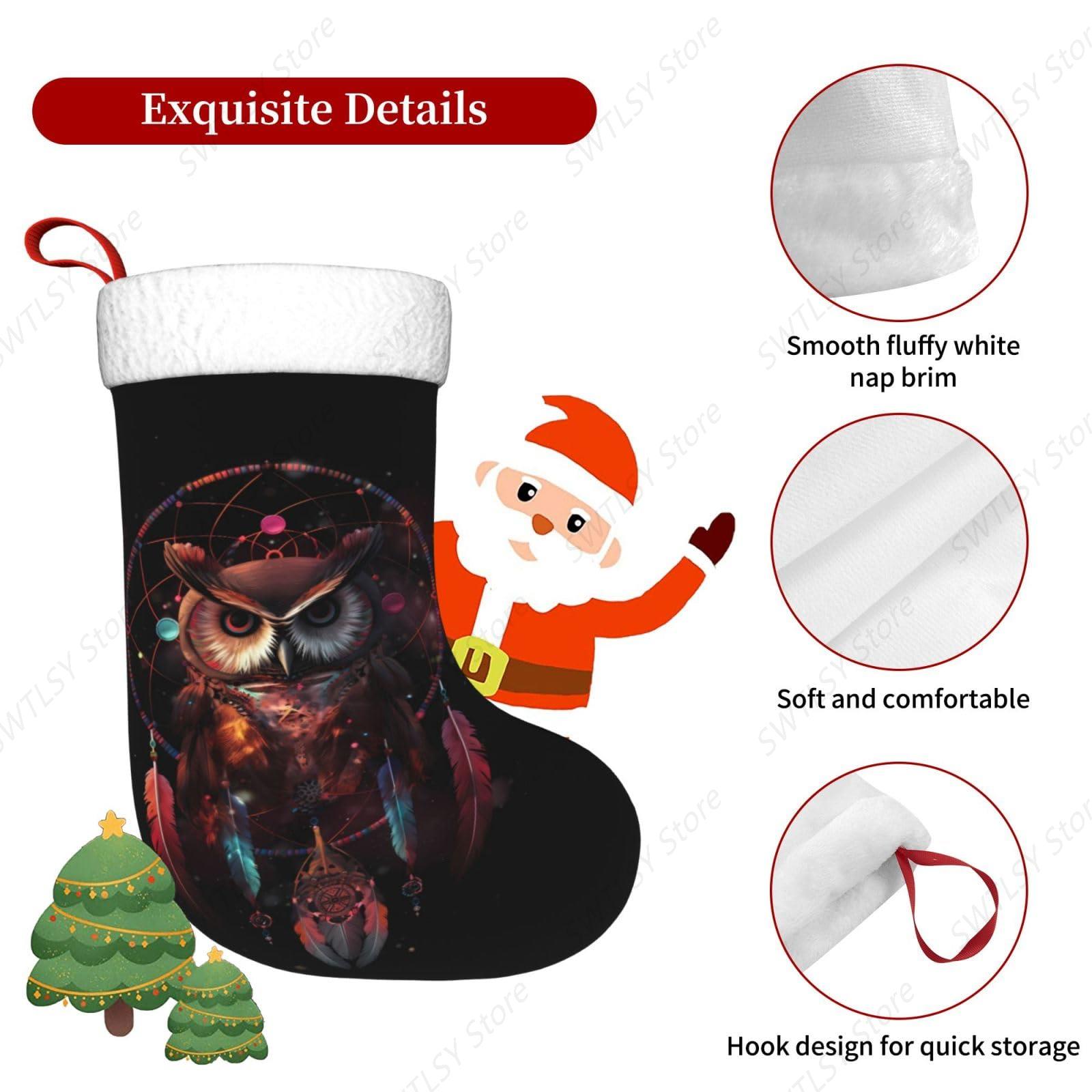 フクロウのレインボーキャッチャー、大きなクリスマスストッキン - Christmas Stocking Hanging のレビューと価格